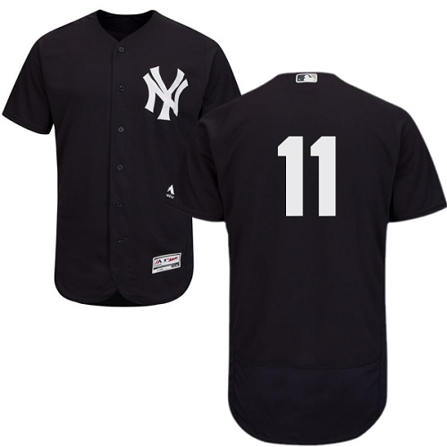 Yankees #11 Brett Gardner Navy Blue Flexbase Authentic Collection Stitched MLB Jersey - Click Image to Close